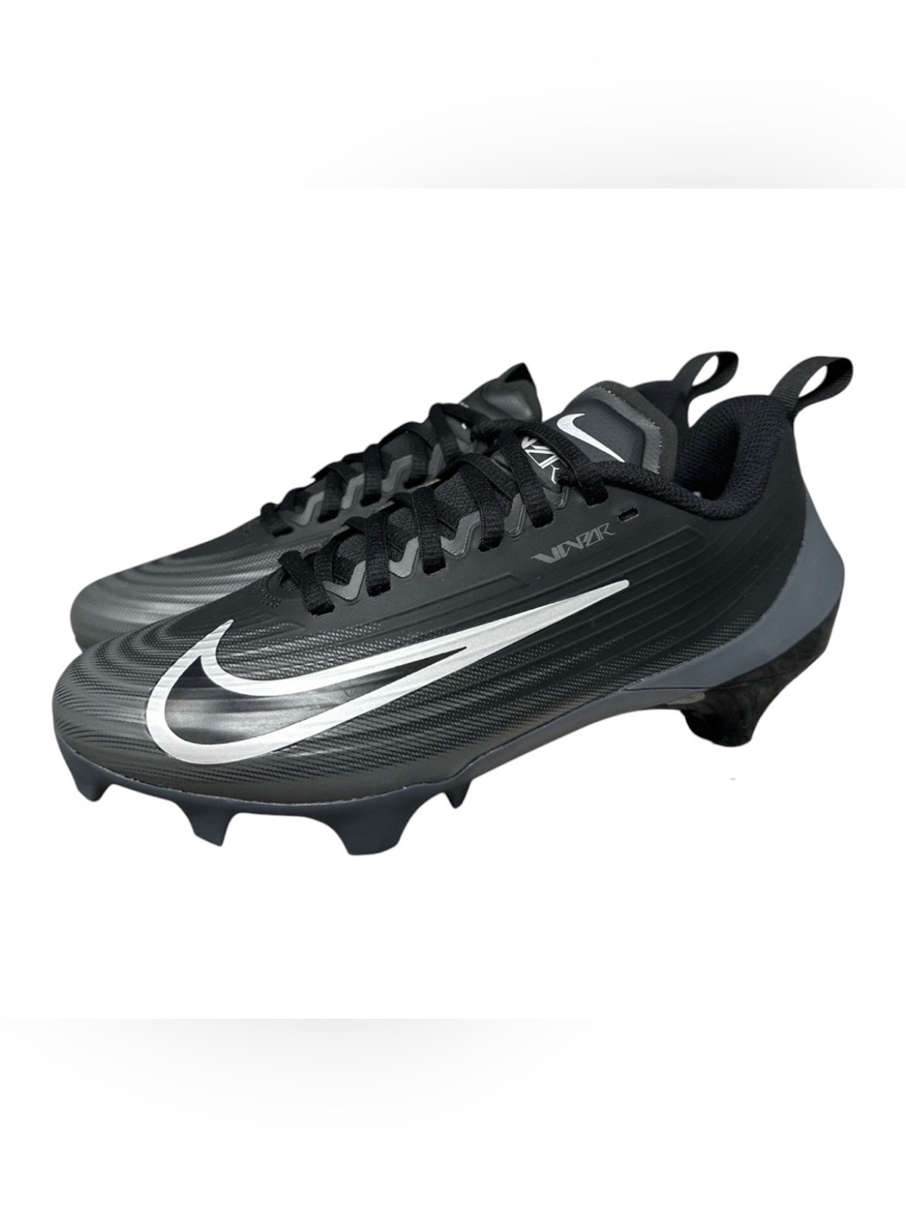 Nike Vapor Speed 3 Football Cleats Mens 8.5 Black Grey Swoosh NEW! FB3303-002